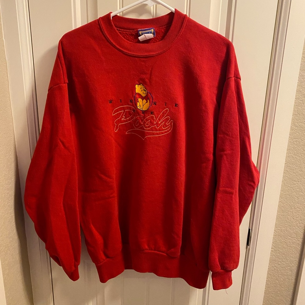 Vintage POOH 100 Acre Collection XL Sweatshirt Red Pullover Crewneck Winnie Pooh
